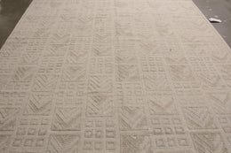 Scandinavian Geometric Grey Wool Pile Rug