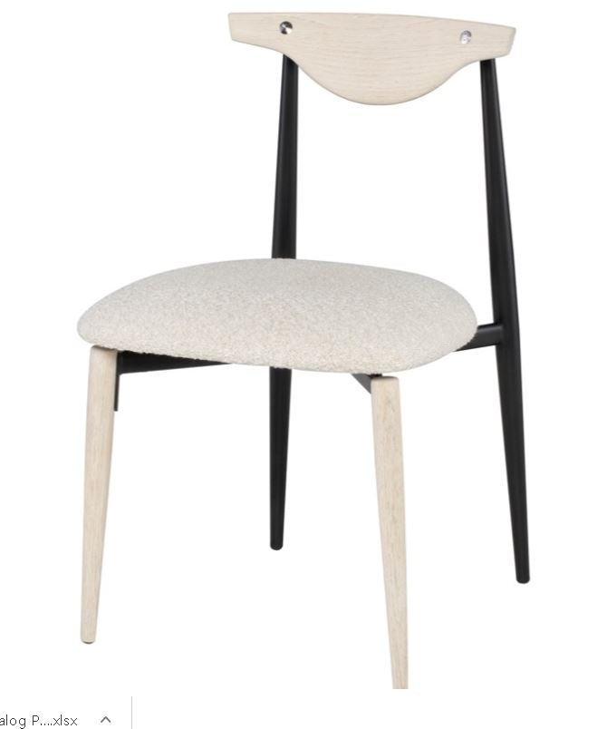 Vicuna Dining Chair - Boucle Beige with Faded Oak Backrest And Legs