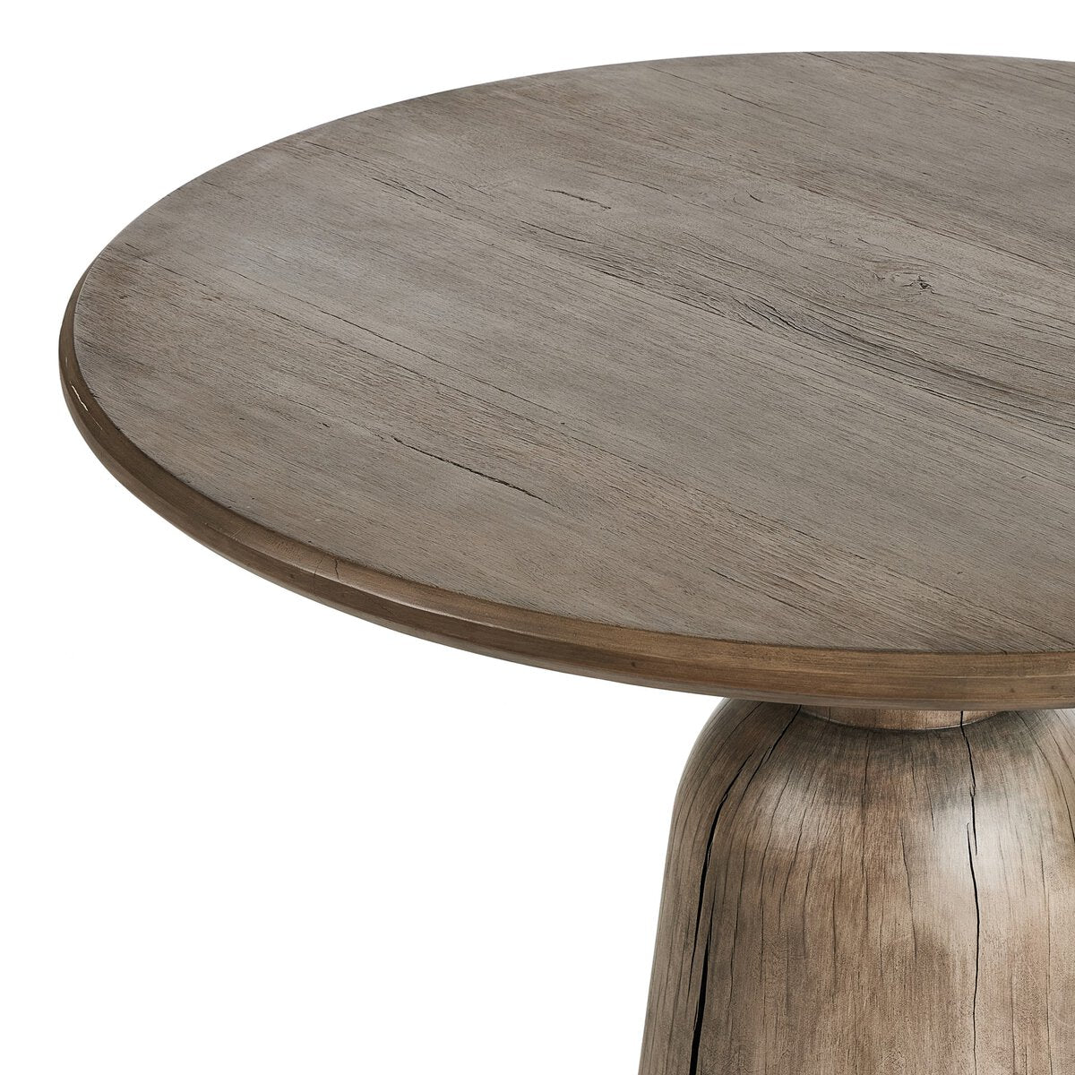 Xiomara Round Dining Table, Aged Drifted Oak