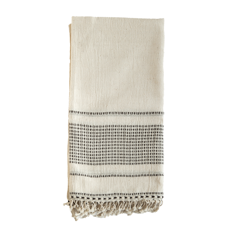 Reese Cream, Handwoven Cotton Hand Towels