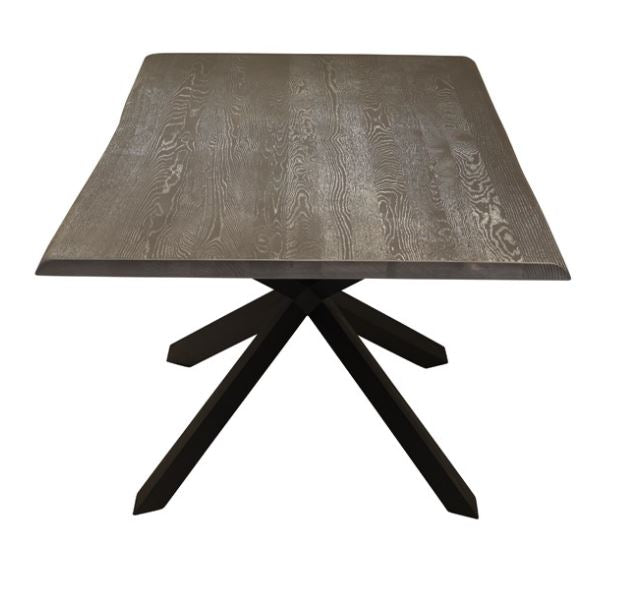 Couture Dining Table - Oxidized Grey with Matte Black Base, 112in