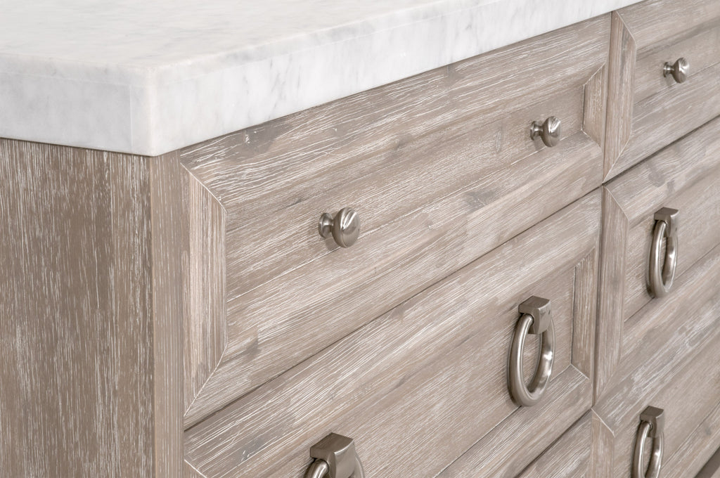 Azure Carrera 6-Drawer Double Dresser, Natural Grey