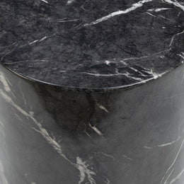 Sully Black Marble Finished Concrete 14" Round Pedestal Side Table