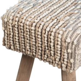 Marlie 48" Long Handwoven Natural Wool and Eucalyptus Wood Bench