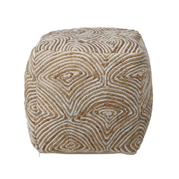 Tabitha Pouf Handwoven Wool and Jute - Natural