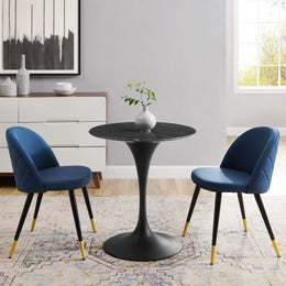 Lippa 28" Artificial Marble Dining Table - Black