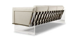 Get Smart Sofa In Beige Fabric With Polished Stainless Steel And Acrylic Base