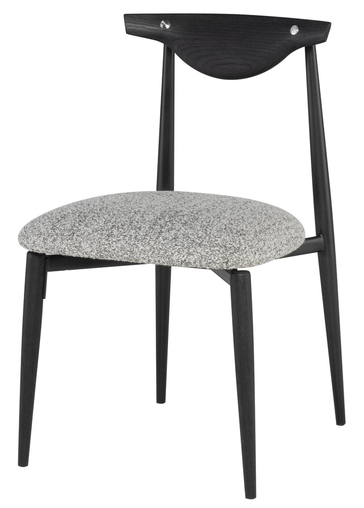 Vicuna Dining Chair - Boucle Grey with Ebonized Oak Backrest And Legs