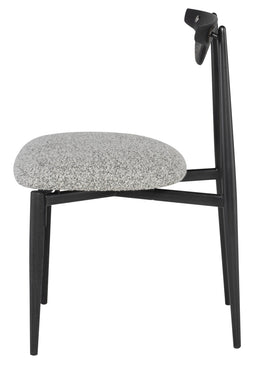 Vicuna Dining Chair - Boucle Grey with Ebonized Oak Backrest And Legs