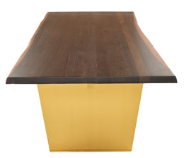 Aiden Dining Table - Seared with Brushed Gold Legs, 96in