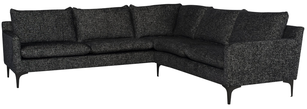 Anders Sectional Sofa - Salt & Pepper with Matte Black Legs, 103.8in