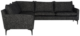 Anders Sectional Sofa - Salt & Pepper with Matte Black Legs, 103.8in