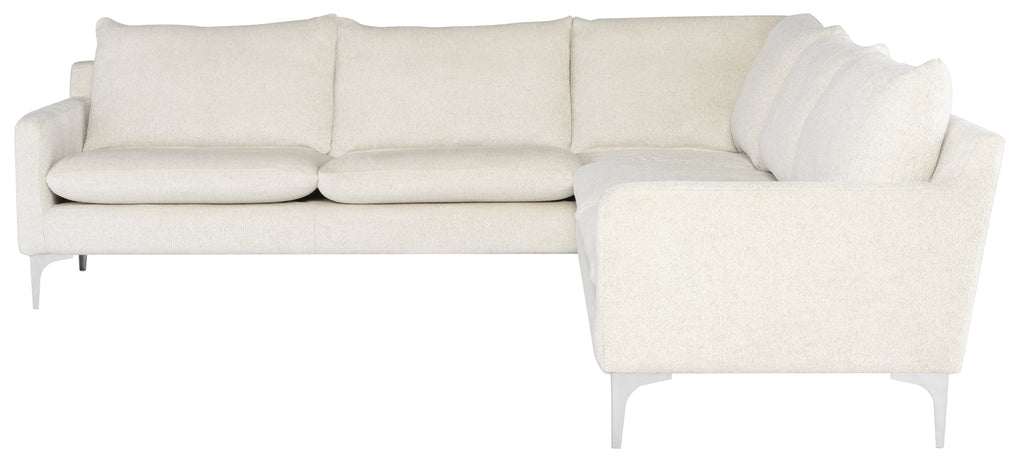Anders Sectional Sofa - Coconut with Brushed Stainless Legs, 103.8in