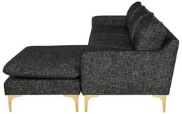 Anders Sectional Sofa - Salt & Pepper with Brushed Gold Legs, 117.8in
