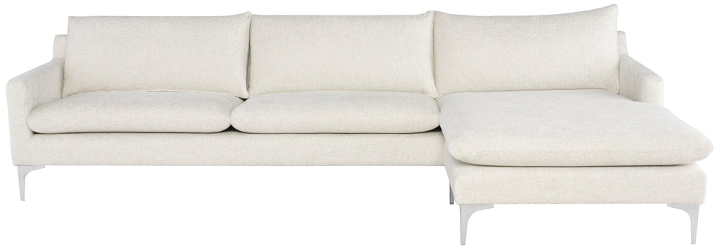 Anders Sectional Sofa - Coconut with Brushed Stainless Legs, 117.8in