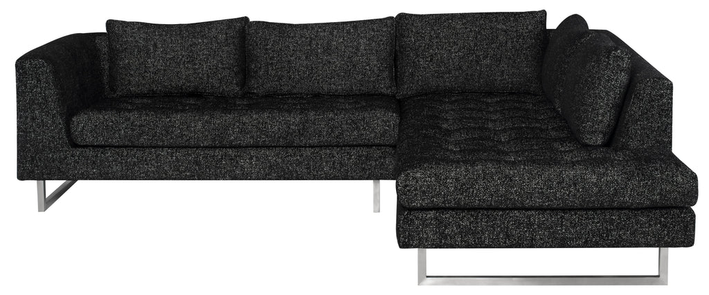 Janis Sectional Sofa - Salt & Pepper with Brushed Stainless Legs, Right