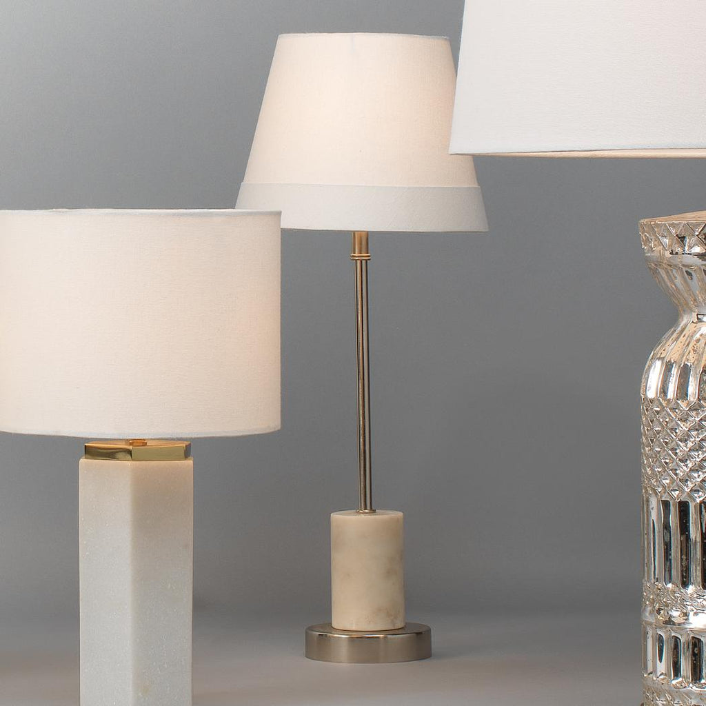 Darcey Table Lamp-White-Nickel
