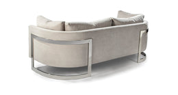 Squeeze Sofa In White Fabric With Polished Stainless Steel Legs