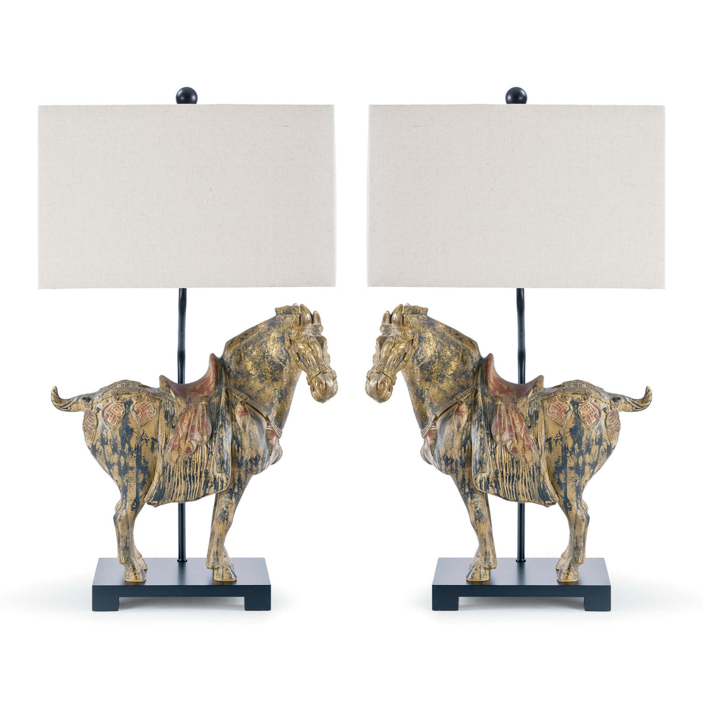 Dynasty Horse Table Lamps Pair