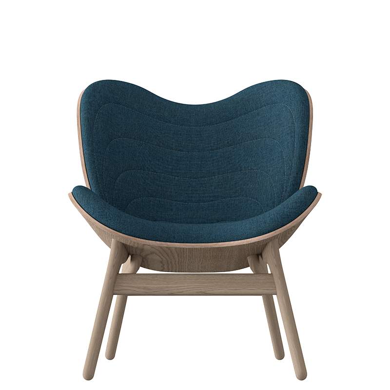 A Conversation Piece Lounge Chair, Oak, Petrol Blue