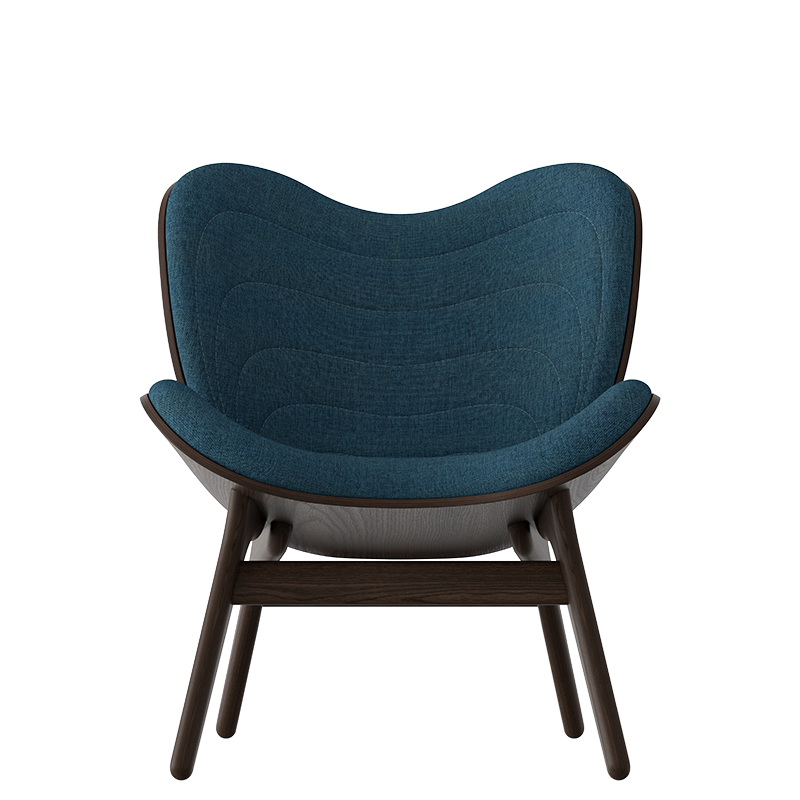 A Conversation Piece Lounge Chair, Dark Oak, Petrol Blue