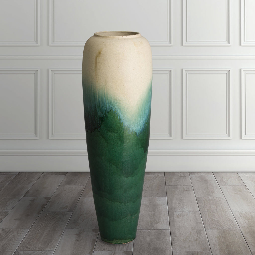 Large Tall Jar, Green Cascade 16x48"H