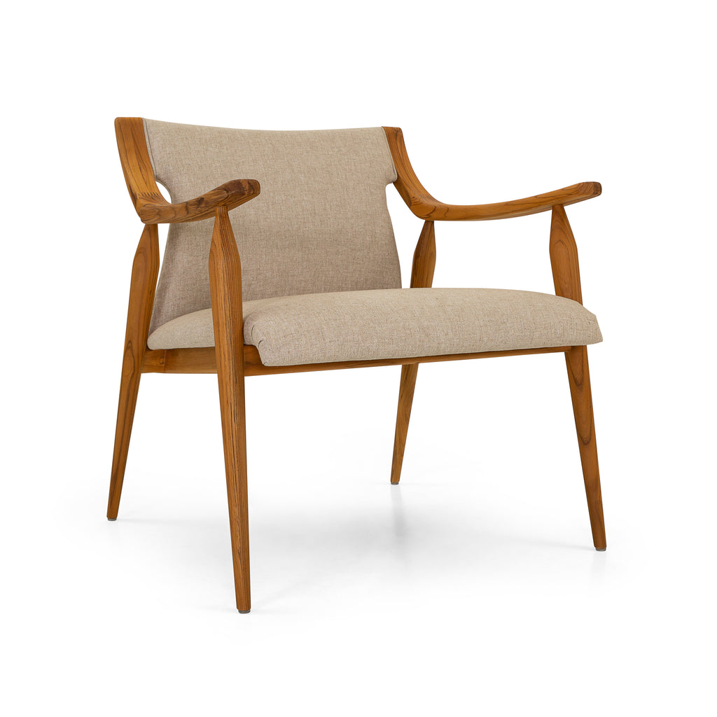 Mince Armchair Featuring Curved Arms, Spindle Legs & Oatmeal Linen Fabric
