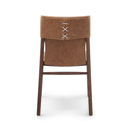 Tress Leather Upholstered Dining Chair in Walnut, Set of 2