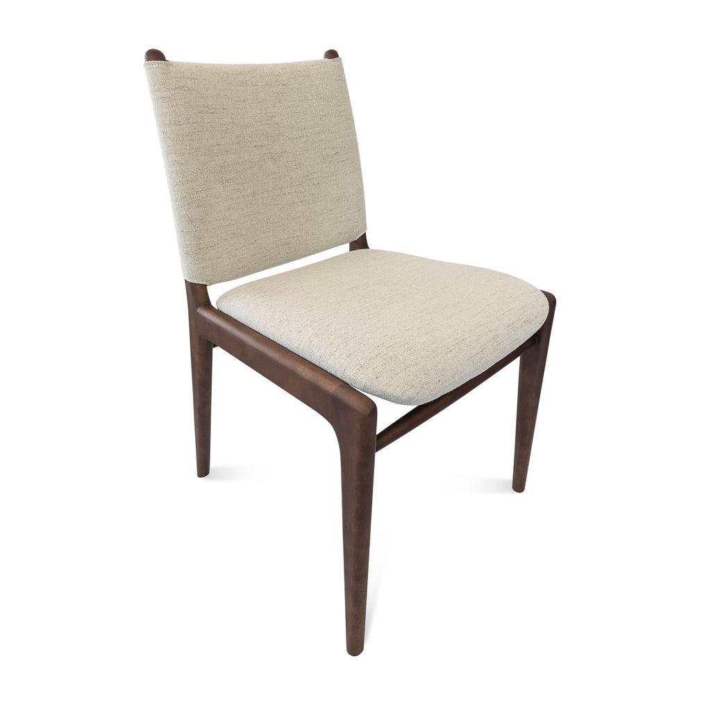 Cappio Dining Chair in Walnut Finish with Light Fabric, set of 2
