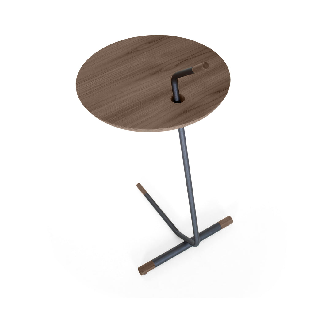 Like Side Table Featuring a Wood Top in Walnut Finish & Metal Base