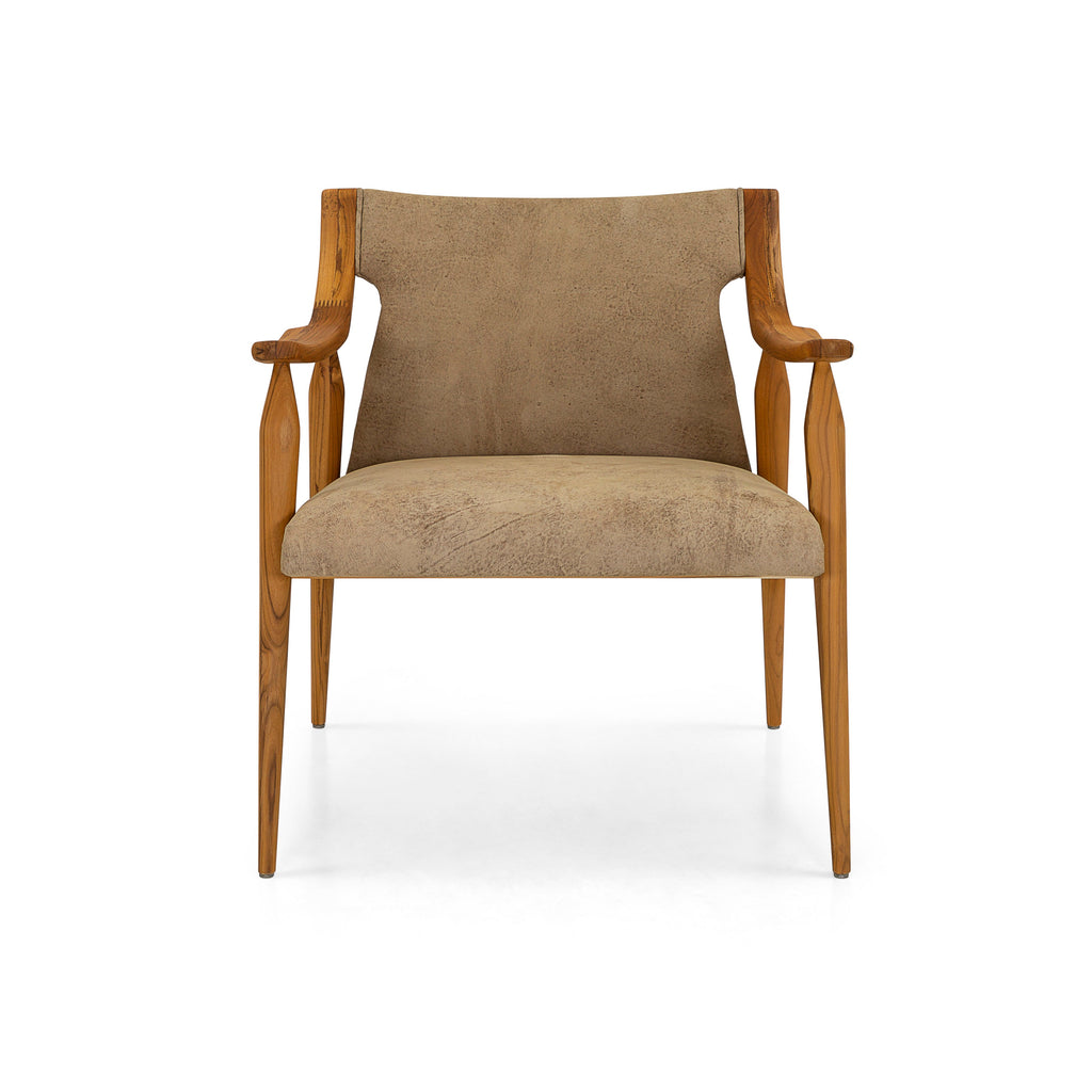 Mince Armchair Featuring Curved Arms, Spindle Legs & Leather