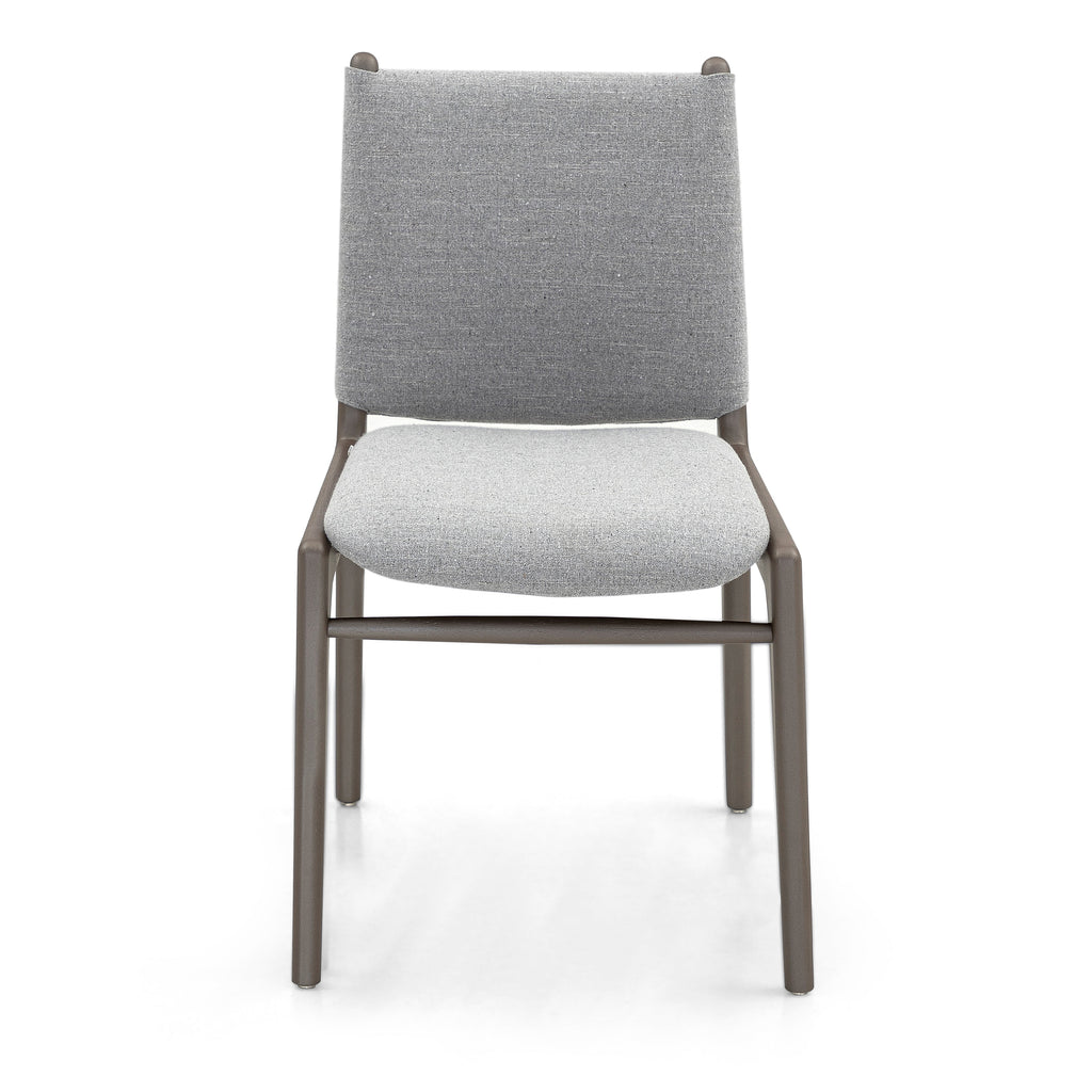 Cappio Dining Chair in Chocolate Wood Color with Gray Fabric, set of 2