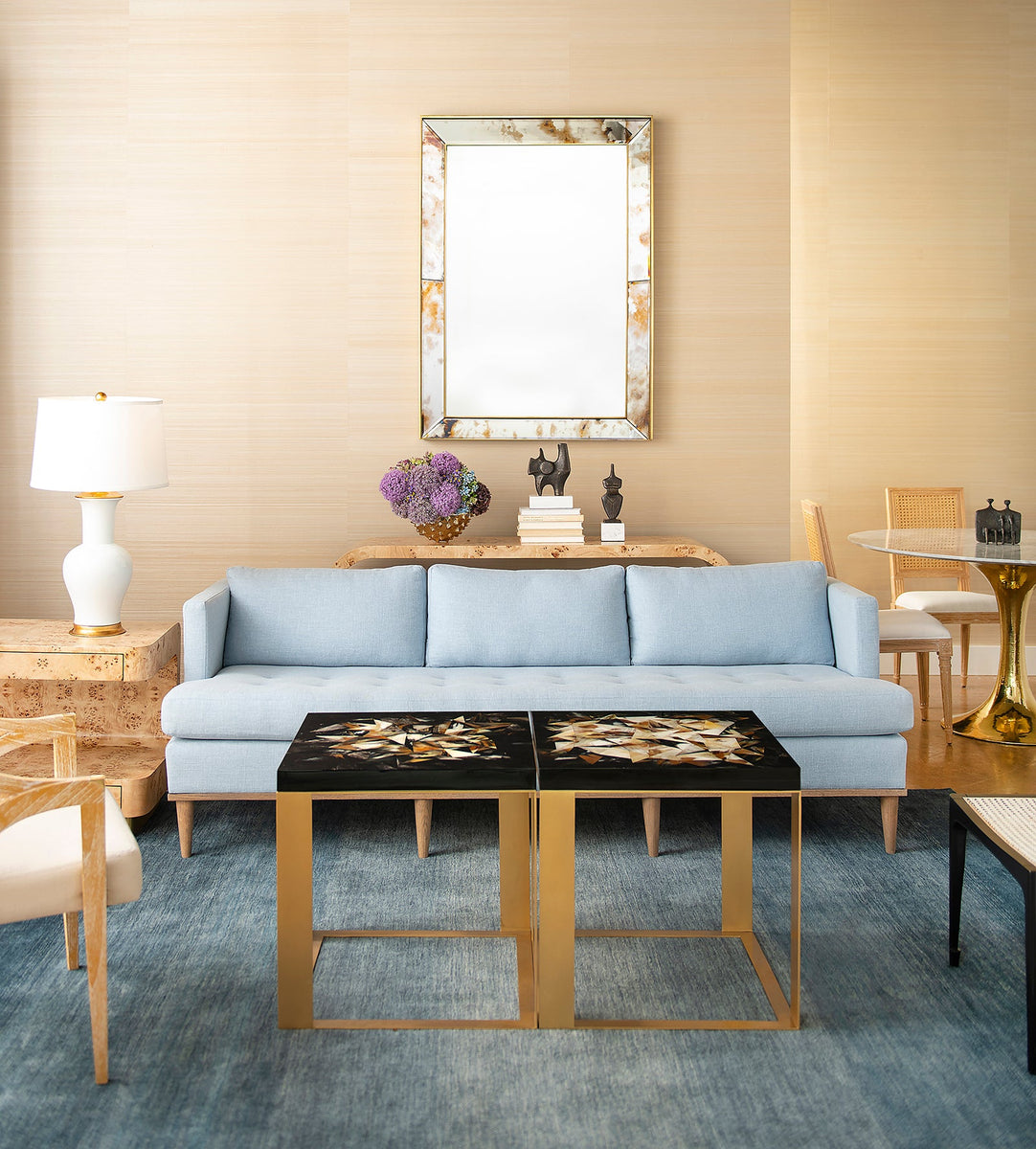 Calypso Side Table - Black and Gold Leaf