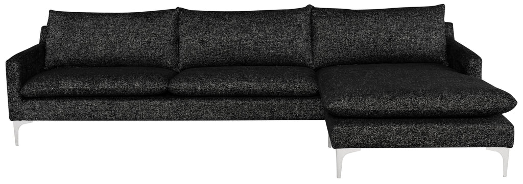 Anders Sectional Sofa - Salt & Pepper with Brushed Stainless Legs, 117.8in