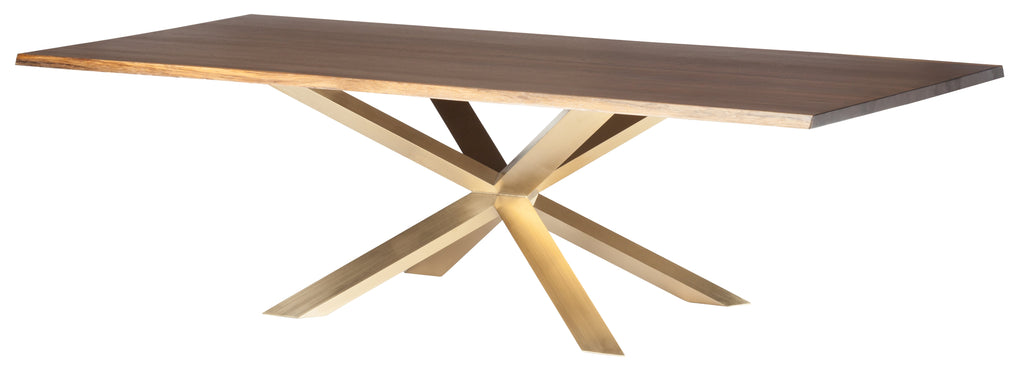 Couture Dining Table - Seared with Brushed Gold Base, 112in