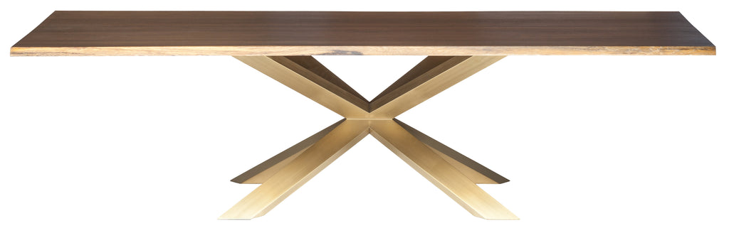 Couture Dining Table - Seared with Brushed Gold Base, 112in