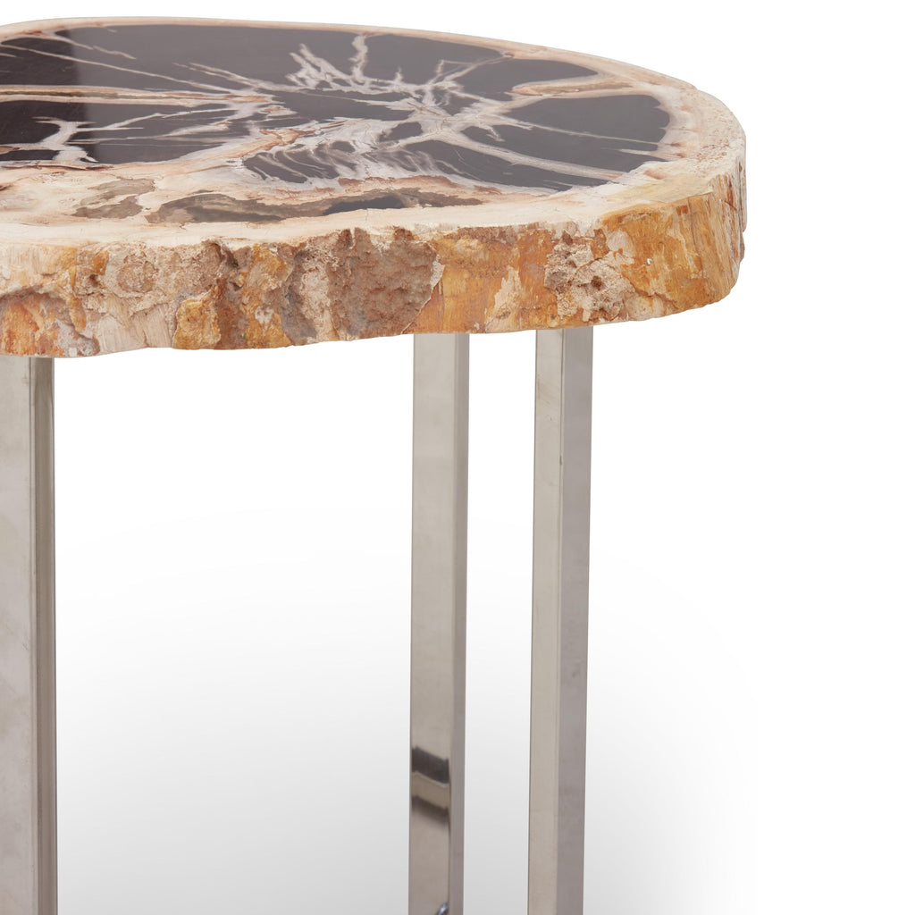 Relique End Table, Polished Stainless Steel Base
