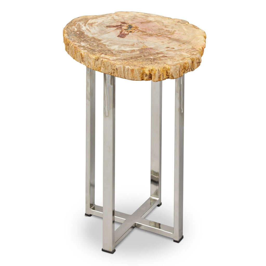 Relique End Table, Polished Stainless Steel Base
