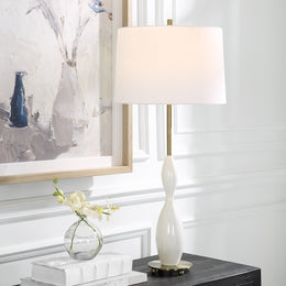 Annora Glossy White Table Lamp