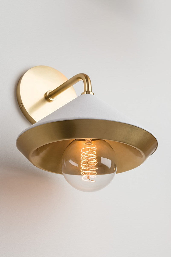 Marnie Wall Sconce - Aged Brass/White