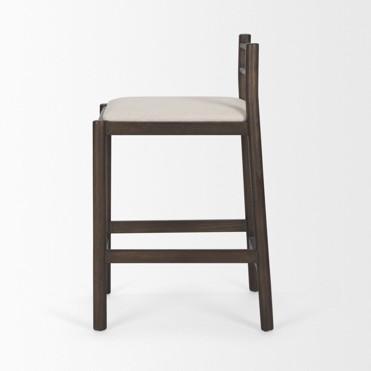 Bar Stool Sam Riddle Sam Dark Brown Wood w/ Cream Fabric Counter Stool