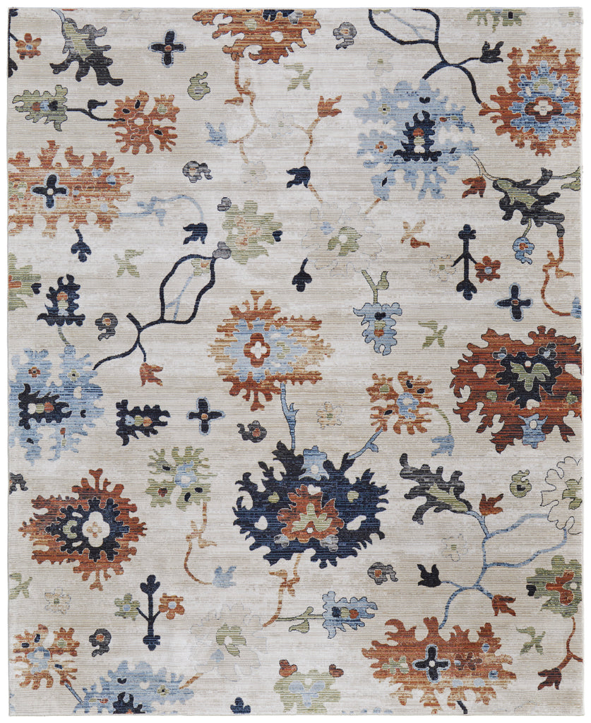 Melrose Transitional Floral Botanical Ivory Red Blue Area Rug (2' x 3')