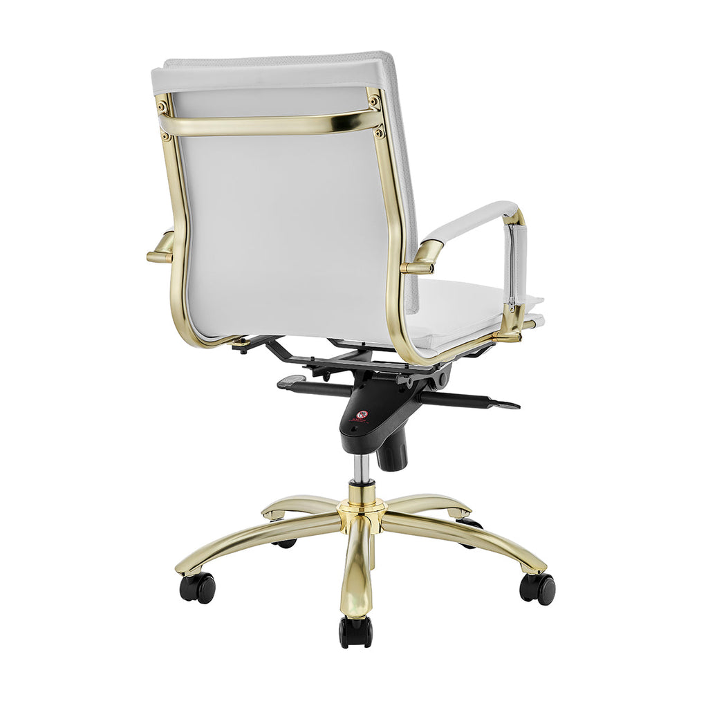 Gunar Pro Low Back Office Chair - White,Brushed Gold Base