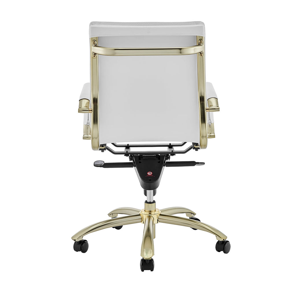 Gunar Pro Low Back Office Chair - White,Brushed Gold Base