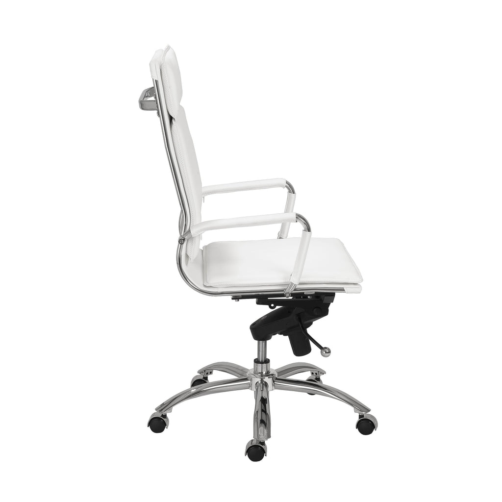 Gunar Pro High Back Office Chair - White,Chrome Base