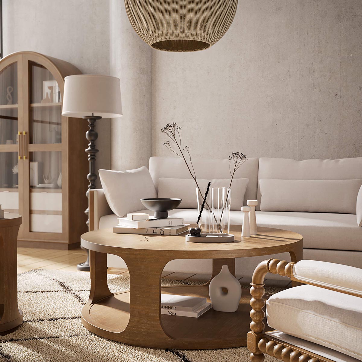 Corte Round Coffee Table in Straw Wash