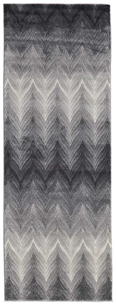 Bleecker Modern Chevron Gray White Area Rug (2'10" x 7'10")