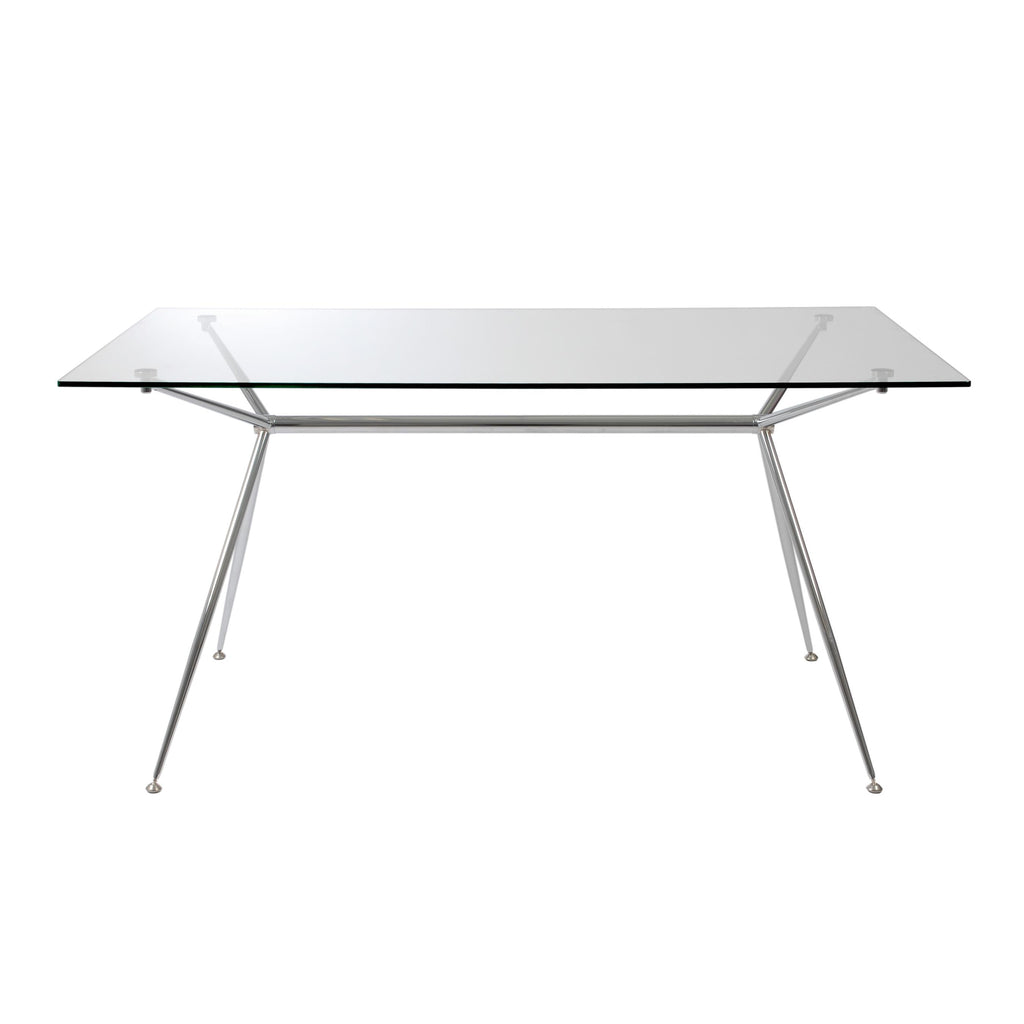 Atos 66" Dining Table - Clear Tempered Glass/Chromed Steel