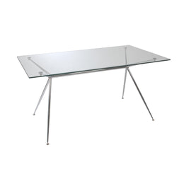 Atos 60" Dining Table - Clear Tempered Glass/Chromed Steel