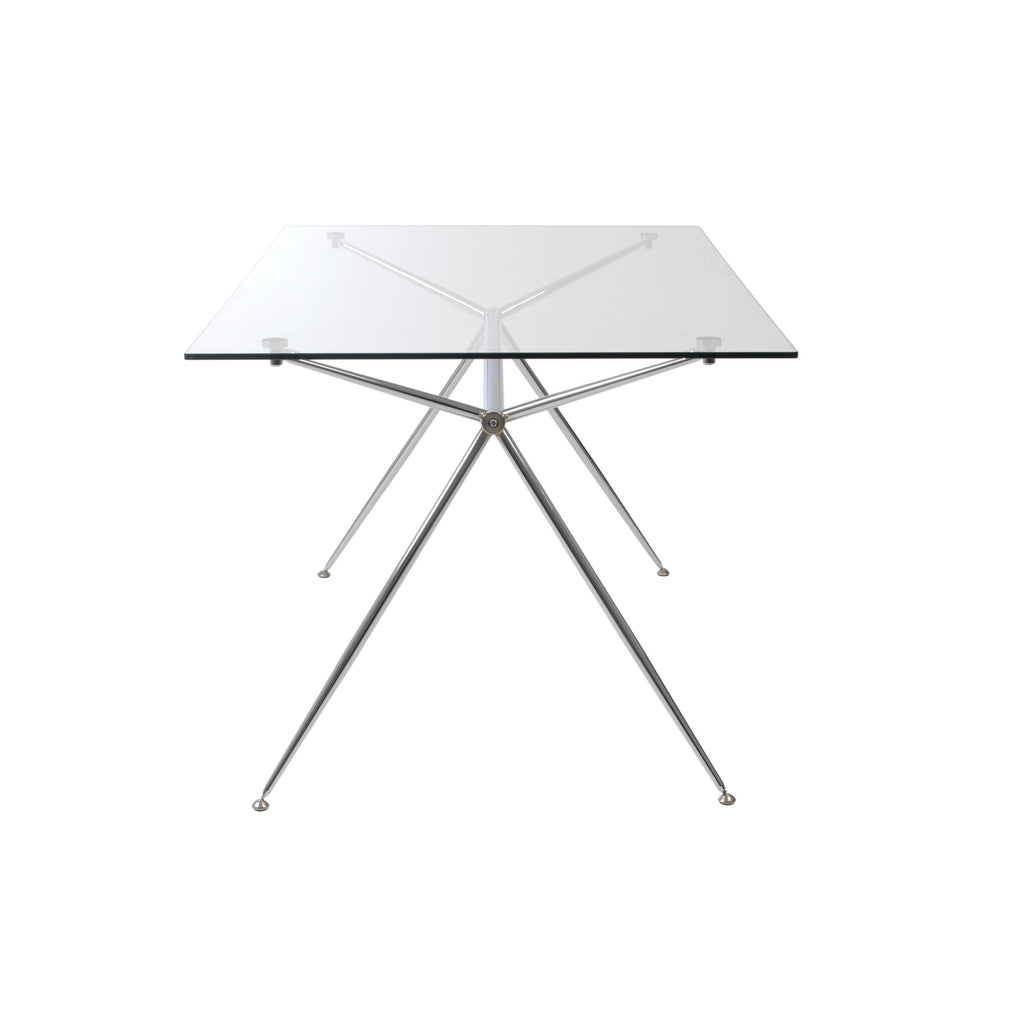 Atos 60" Dining Table - Clear Tempered Glass/Chromed Steel